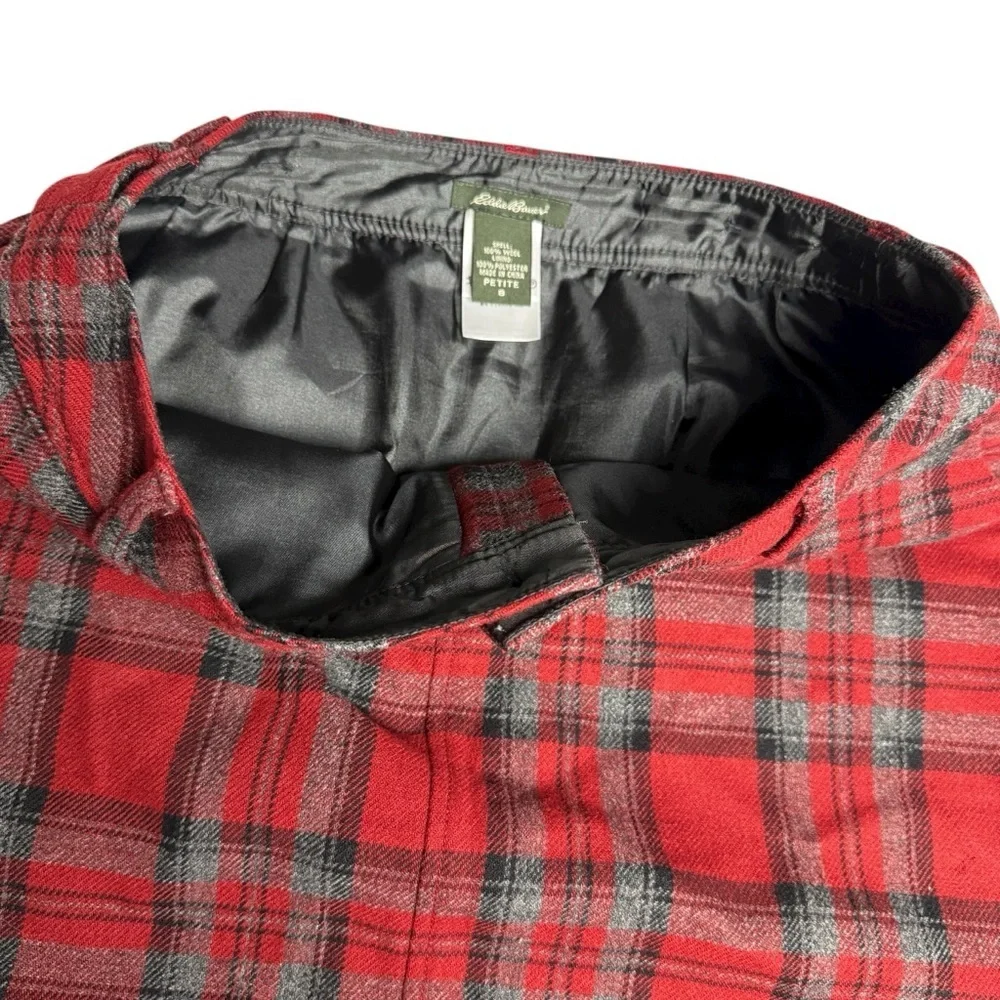 Eddie Bauer A Line Skirt Red Tartan Plaid Wool Fully Lined Women's 8P Christmas